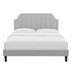 Modway Sienna Performance Velvet Full Platform Bed with Black Wood Legs - Light Grey-Bed Frame Weight Capacity: 800 lb