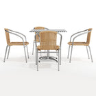 Flash Furniture 31.5'' Square Aluminum Indoor-Outdoor Table with 4 Beige Rattan Chairs (TLH-ALUM-32SQ-020BGECHR4-GG)-ANSI BIFMA Certified