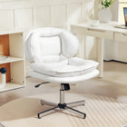 HOMCOM Criss Cross Armless Office Chair - White-Breathable leathaire is waterproof and easy to clean for daily use