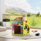 PawHut 2-in-1 Cardboard House Cat Scratcher with Catnip-Constructed from cardboard that is completely safe for pets 