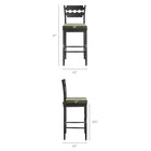 Modway Jax Oak Wood Bar Stool With Wavy Razor Back and Cushion - Black Sage-Wavy Razor Back