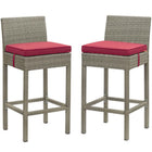 Modway Conduit Outdoor Patio Wicker Rattan Bar Stool - Light Gray Red - Set of 2-Modern Outdoor Bar Stool