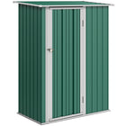 Outsunny Metal Garden Tool Shed with Sloped Roof and Lockable Door - Green-Serve as a tool shed or a garden bin storage 
