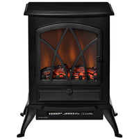 HOMCOM Electric Fireplace with Flame Effect - Black-Freestanding electric fireplace with transparent tempered glass on front for better viewing 