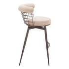 Zuo Saku Swivel Barstool - Beige/Brown-3 year limited warranty