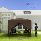 Outsunny 10' ft W x 10 ft L Outdoor Pop Up Party Tent with Carrying Bag - Coffee-Constructed with the powder coated steel frame in superior strength and durability