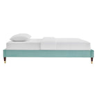 Modway Harlow Performance Velvet Full Platform Bed Frame - Mint-Wood Slat Support System