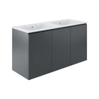 Modway Bryn 48" Wall-Mount Double Sink Bathroom Vanity - Grey/White-Modern Bathroom Vanity