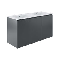 Modway Bryn 48" Wall-Mount Double Sink Bathroom Vanity - Grey/White-Modern Bathroom Vanity