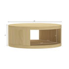 Manhattan Comfort Alure 36" Contemporary Round Coffee Table - Natural Oak-Integrated open storage compartment for convenient organization