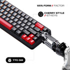 Cybeart Akula 65 Compact Tri-Mode Wireless RGB Gaming Keyboard - Black-5-layer gasket-mounted design with Poron and IXPE foams for sound dampening and a soft, cushioned typing feel. Internally dampened layers minimize resonance, suppress echo, producing rich, muted “thock” acoustics and quieter typing