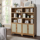 Manhattan Comfort Sheridan 31.49" Mid-Century Modern Bookcase Cabinet - Nature - Set of 2-High Quality PVC Cane Material with MDF Frame in Melamine Finish
