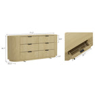 Manhattan Comfort Olivia 71.3" Modern Double Dresser - Natural Oak/Black-Includes 6 Drawers with .75 Extension.