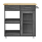 Modway Culinary Kitchen Cart With Towel Bar - Charcoal Natural-Assembly Required