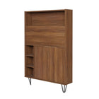 Nexera Slim Bar Cabinet - Secretary Bookcase Desk With Storage - Walnut-7