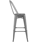Modway Promenade Metal Bar Side Stool - Gunmetal-Non-Marking Foot Caps