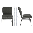 Flash Furniture HERCULES Series 21"W Church Chair with Book Rack & Silver Vein Frame - Dark Grey Fabric-Book Pouch on Back