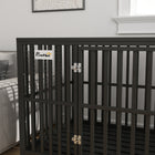 PawHut 49" Heavy Duty Steel Kennel Pet Cage - Black-Crate features a removable bottom tray 