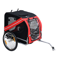Aosom Dog Bike Trailer with 3 Entrances and Large Wheels - Red/Black-A great dog cart bike for biking or shopping with your furry friends 