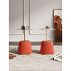 Manhattan Comfort Anderson 15.75" Modern Leatherette Upholstered End Table - Orange - Set of 2-Beautiful Round Gold Steel Table Top