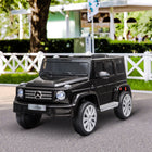 Aosom 12V Mercedes-Benz G500 Kids Electric Ride-On Car - Black-Extra-wide tires, seat belt and damping rear wheel design for safe and smooth driving 