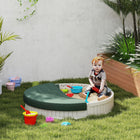 Outsunny Kids Outdoor Sandbox with Cover - Cream White-Made of robust HDPE, it will not crack and fade after long-term use 
