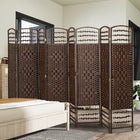 HOMCOM 8 Panel Wave Fiber Freestanding Room Divider for Home Office - Brown-The solid wood frame ensures durability
