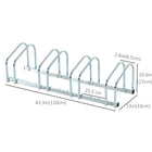 Soozier 4-Bike Bicycle Floor Parking Rack for Indoor and Outdoor Use - Silver-Surface is galvanized for protection, outdoor and long term use