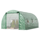 Outsunny Walk-in Tunnel Greenhouse with 2 Support Rods - 13 'x 9.8' x 6.6' - Green- Two detachable and removable support rods ensure reinforced stability
 