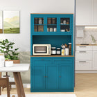 HOMCOM 71" H Pantry Cabinet with Microwave Space and Buffet Hutch - Navy Blue-Anti-tipping design enhances safety by securing to the wall 
