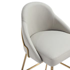 Manhattan Comfort Gracie 22" Modern Leatherette Upholstered Barstool - Stone and Gold - 3 Pack-Features High Density Foam Filled For Comfort and Durability. 