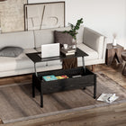 HOMCOM 39" Modern Lift Top Coffee Table with Hidden Storage Compartment - Black-Adjustable desk platform to meet your different needs