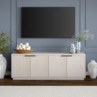 Hudson&Canal Mansfield TV Stand for TV's up to 78" - Alder White-Constructed of sturdy MDF and PVC materials in a handcrafted alder white finish