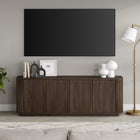 Hudson&Canal Canton TV Stand for TV's up to 75" - Alder Brown-Constructed of sturdy MDF and PVC materials in a handcrafted alder brown finish