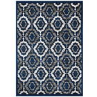 Modway Kalinda Rustic Vintage Moroccan Trellis Area Rug - 8 ft W x 10 ft L - Ivory Moroccan Blue/Brown-Vintage Moroccan Trellis Area Rug