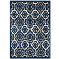 Modway Kalinda Rustic Vintage Moroccan Trellis Area Rug - 8 ft W x 10 ft L - Ivory Moroccan Blue/Brown-Vintage Moroccan Trellis Area Rug