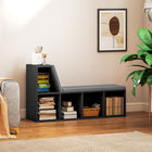 HOMCOM Bookshelf with Reading Nook - Black-Made of robust and stable particle board