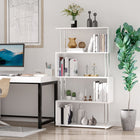 HOMCOM 5-Tiers Geometric Wooden Bookcase for Living Room - White-Un ajout merveilleux à toute salle familiale, salon, chambre ou bureau 