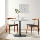 Modway Amuse 40" Dining Table - Black White-Chip-Resistant Metal Pedestal Base