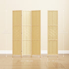 HOMCOM 3-Panel Bamboo Wave Freestanding Room Divider for Indoor Bedroom Office - Natural Wood-Solid metal hinges for stability and smooth extending and retracting
