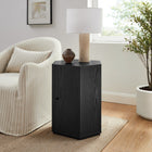 Modway Kade Faceted Wood Side Table - Black-Cabinet Storage with Fixed Shelf