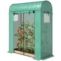 Outsunny Mini Greenhouse with Roll-up Door & Mesh Windows - 6' x 2' x 6.6' - Green- Galvanized steel frame ensures stability
 