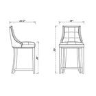 Manhattan Comfort Fifth Avenue 19" Traditional Faux Leather Upholstered Counter Stool - Light Grey - 2 Pack-Upholstered in Faux Leather with Foam Padding