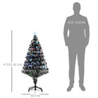 HOMCOM 4' Pre-Lit Artificial Evergreen Christmas Tree with LED and Optical Fiber - Green with White Tips-Multi-colour lights that remain lit even if a bulb burns out 
