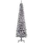 HOMCOM 7.5' Snow-Flocked Pencil Artifical Christmas Tree - Black-Snow-flocked design adds a wintry touch 