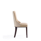 Manhattan Comfort Shubert 19.25" Modern Faux Leather and Velvet Upholstered Dining Chairs - Tan - Set of 2-Made to Last. Commercial Grade Product