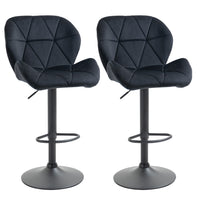 HOMCOM Adjustable Counter Height Fabric Bar Stools - Black - 2 Pack-Packaged in a set of 2
