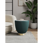 Manhattan Comfort Anderson 18.43" Modern Leatherette Upholstered End Table - Green-Beautiful Ceramic Marble Table Top