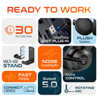 Delton 30X Wireless Noise Canceling Bluetooth Stereo Computer Headset with USB Dongle & Headset Hook - Black-This bluetooth headphone includes a handy storage hook for easy and neat organization of the headset, keeping your workspace clutter-free and organized.