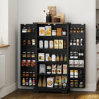 HOMCOM 47" H Pantry Cabinet with Adjustable Shelves - Black-25mm (0.98") thick tabletop provides a solid surface for display and storage 